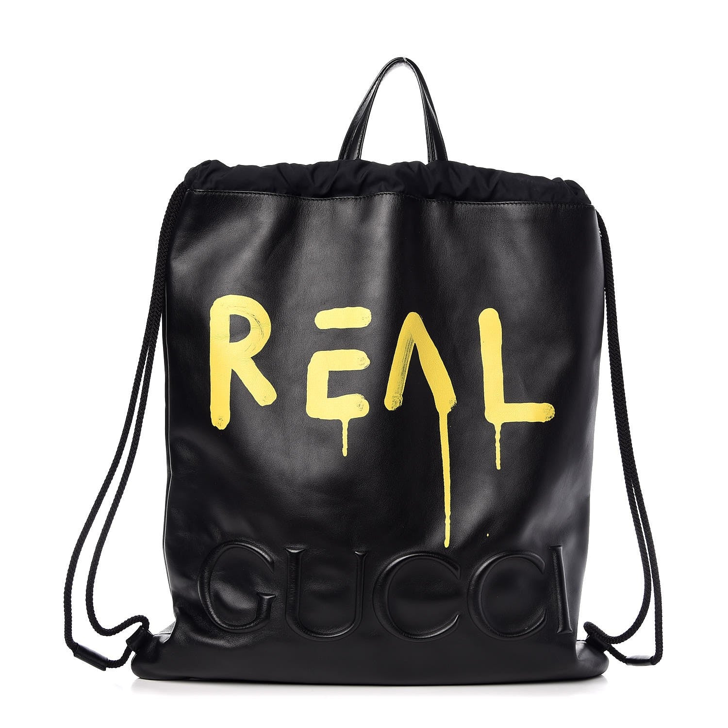 Gucci Calfskin Small GucciGhost Drawstring Backpack Black 1 of 8