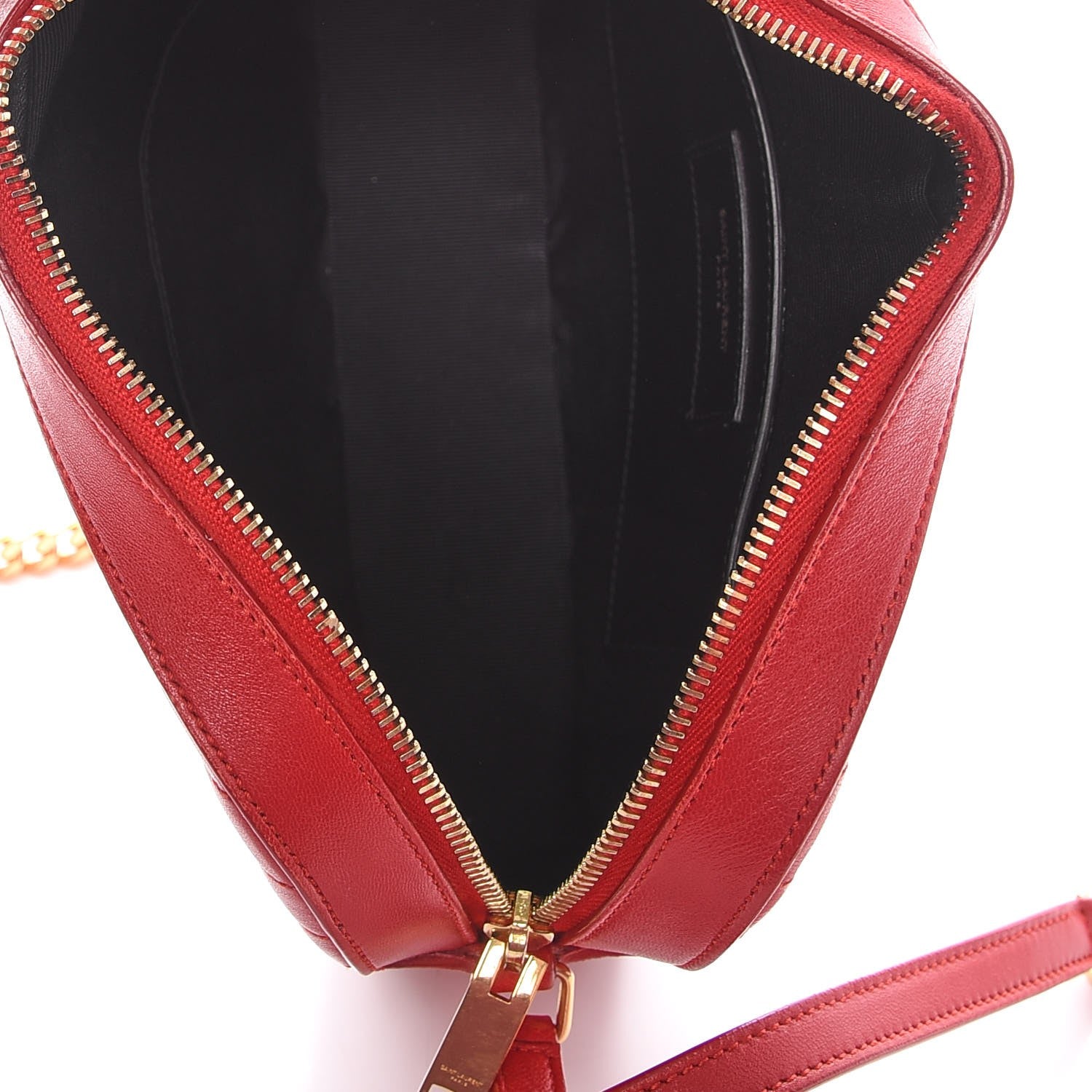 Saint Laurent Lambskin Matelasse Chevron Classic Monogram Shoulder Bag Red 5 of 11