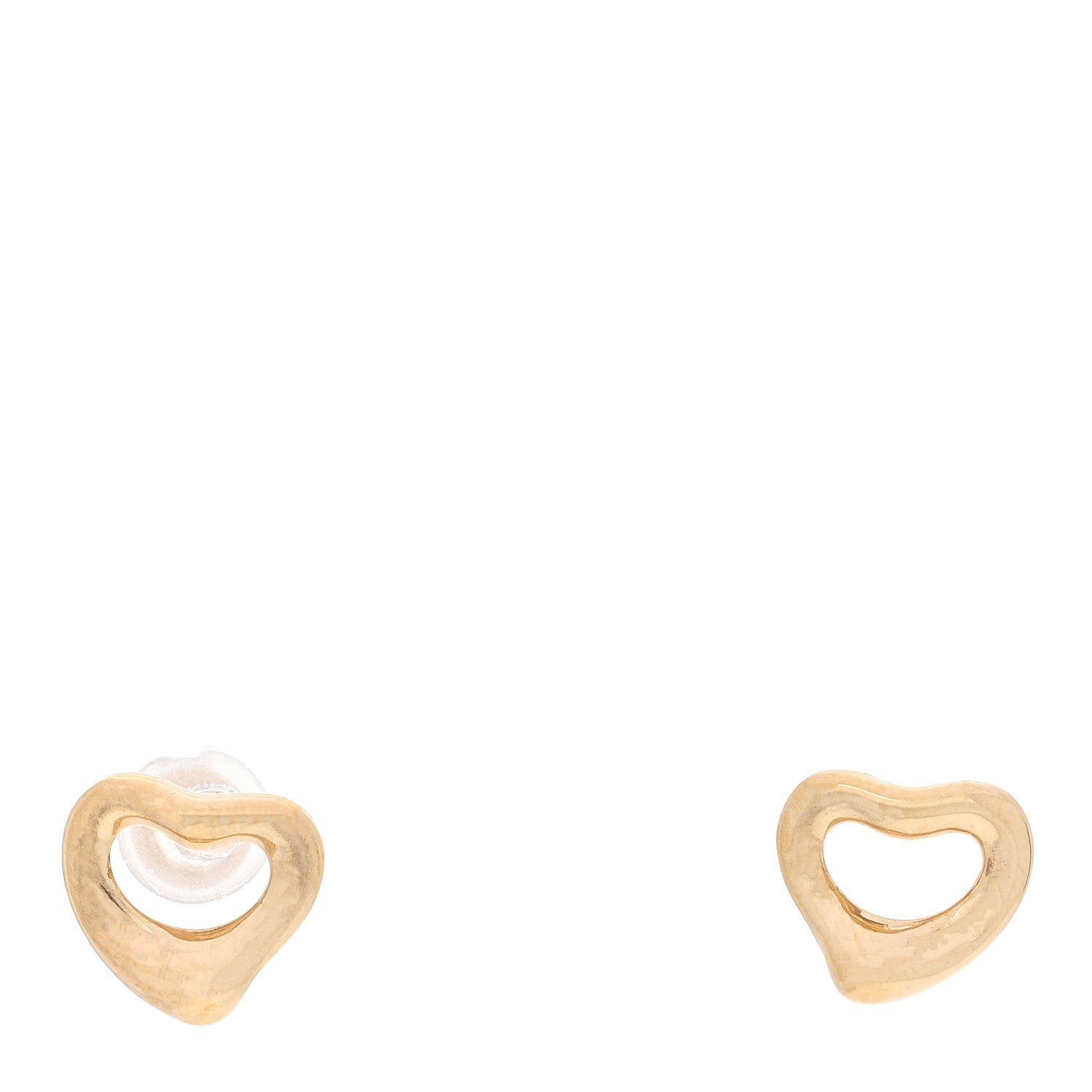 Tiffany 18K Yellow Gold 7mm Elsa Peretti Open Heart Earrings 1 of 5