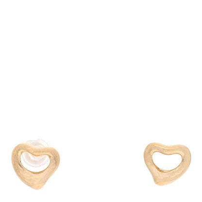Tiffany 18K Yellow Gold 7mm Elsa Peretti Open Heart Earrings 1 of 5