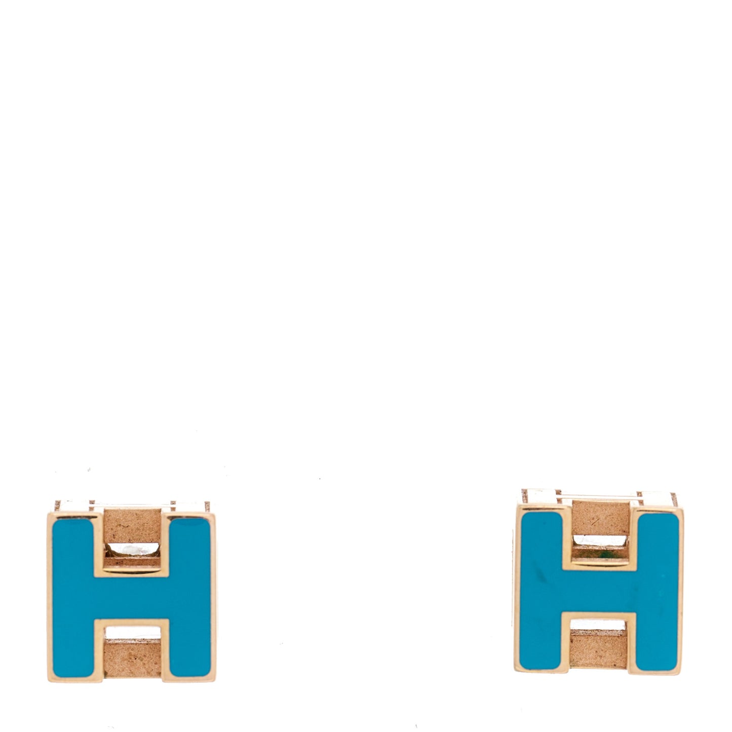 Gold Lacquered Cage d'H Earrings Turquoise