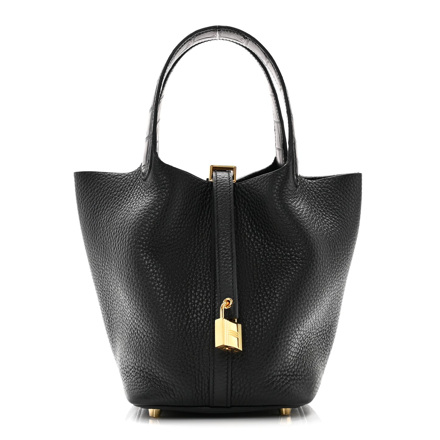 Taurillon Clemence Matte Alligator Picotin Lock Touch 18 PM Black