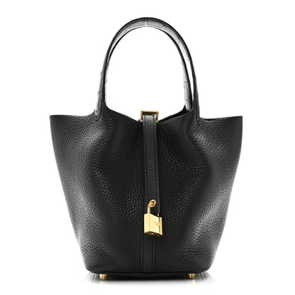 Hermes Taurillon Clemence Matte Alligator Picotin Lock Touch 18 PM Black 1 of 11