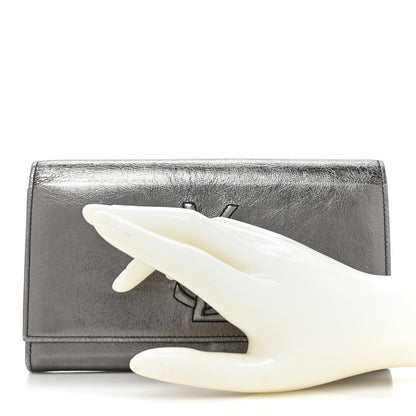 Saint Laurent Metallic Calfskin Monogram Belle De Jour Clutch Silver 2 of 16