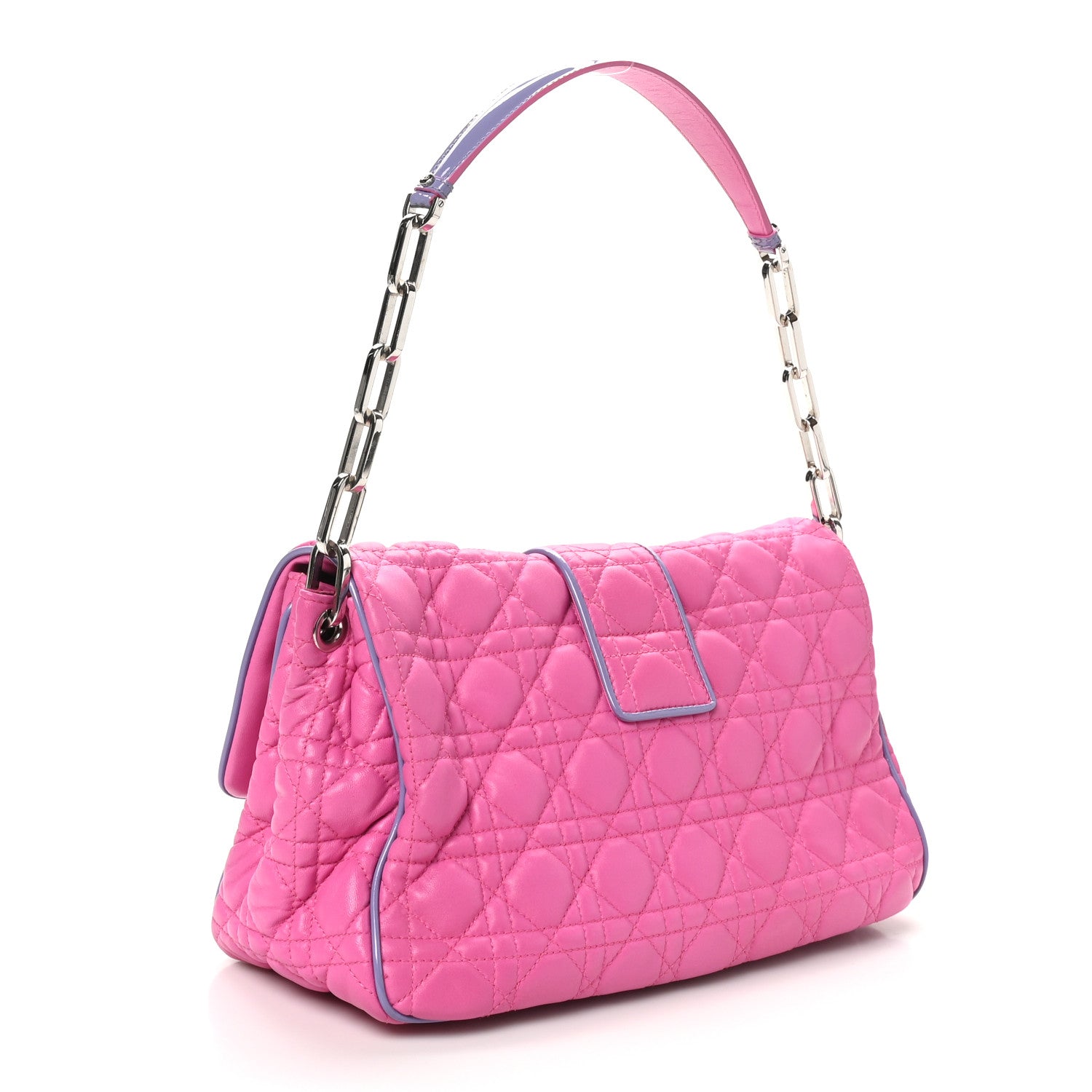 Christian Dior Lambskin Cannage New Lock Flap Pink Purple 3 of 11