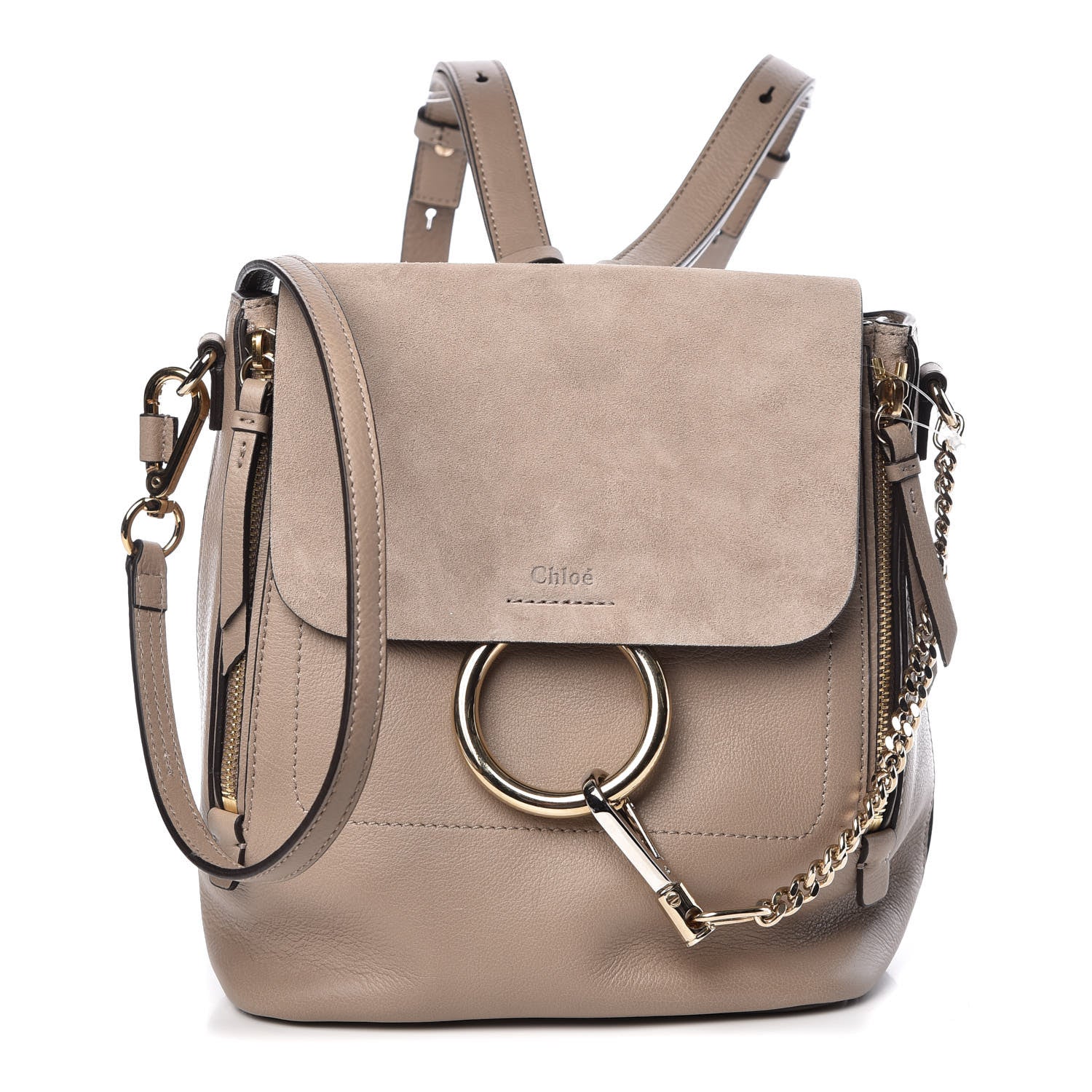 Chloe Suede Calfskin Small Faye Backpack Motty Grey 1 of 10