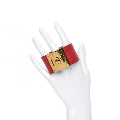 Hermes Epsom Kelly Dog Bracelet Rouge Casaque 2 of 6