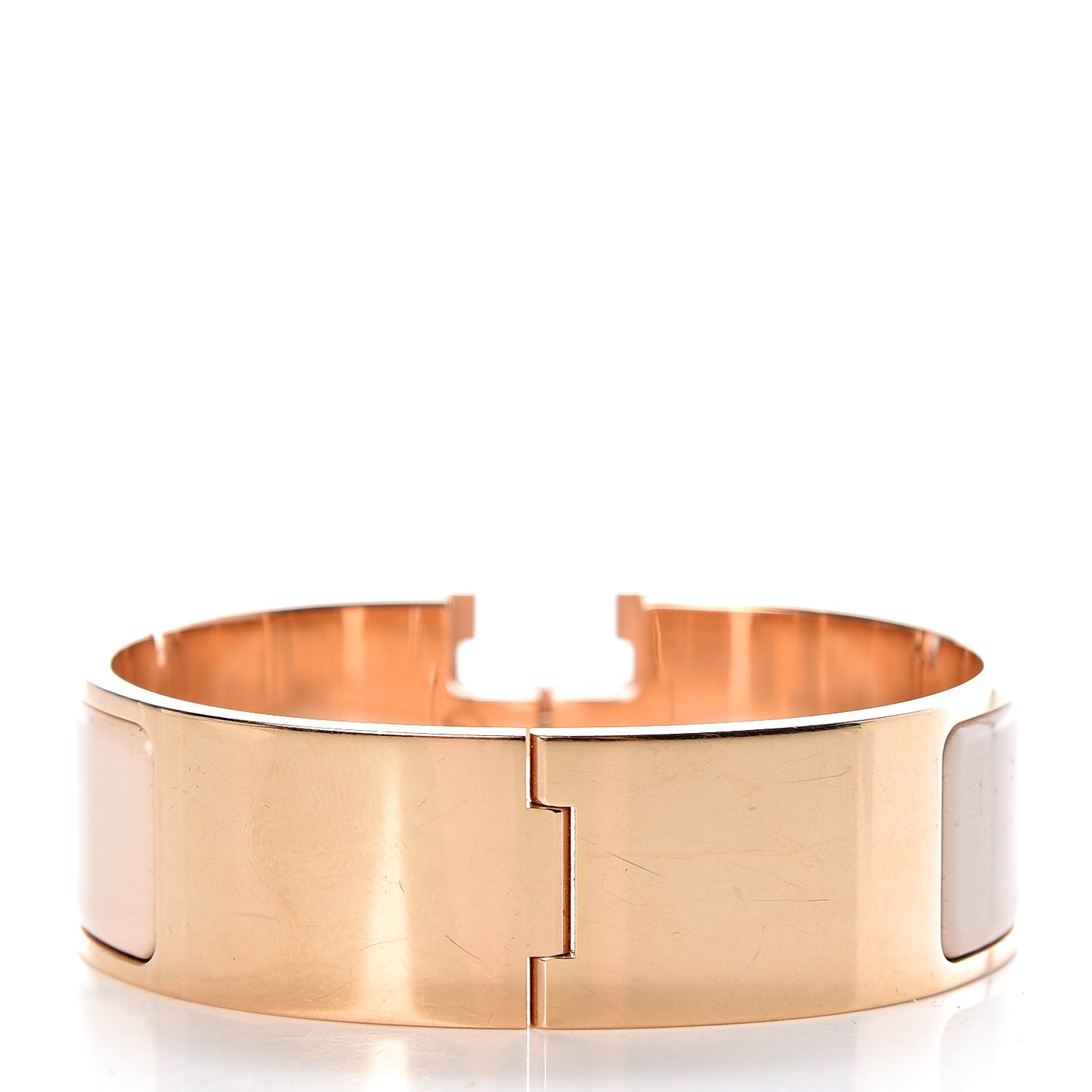 Enamel Wide Clic Clac H Bracelet GM Beige Nacre