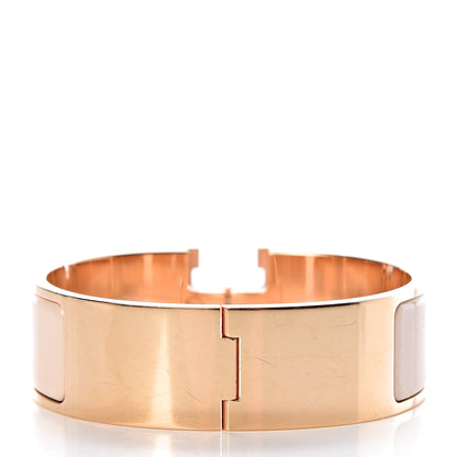 Hermes Enamel Wide Clic Clac H Bracelet GM Beige Nacre 3 of 5