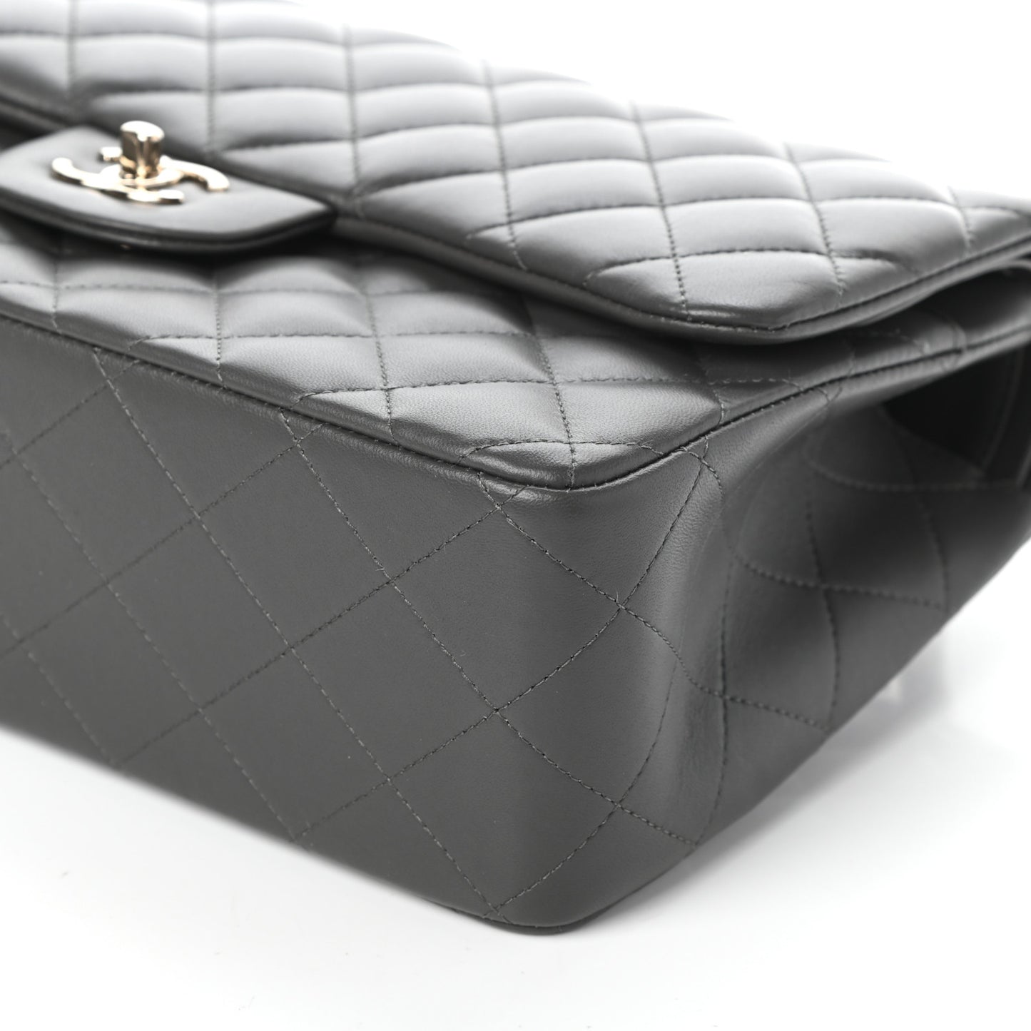 Lambskin Quilted Jumbo Double Flap Grey