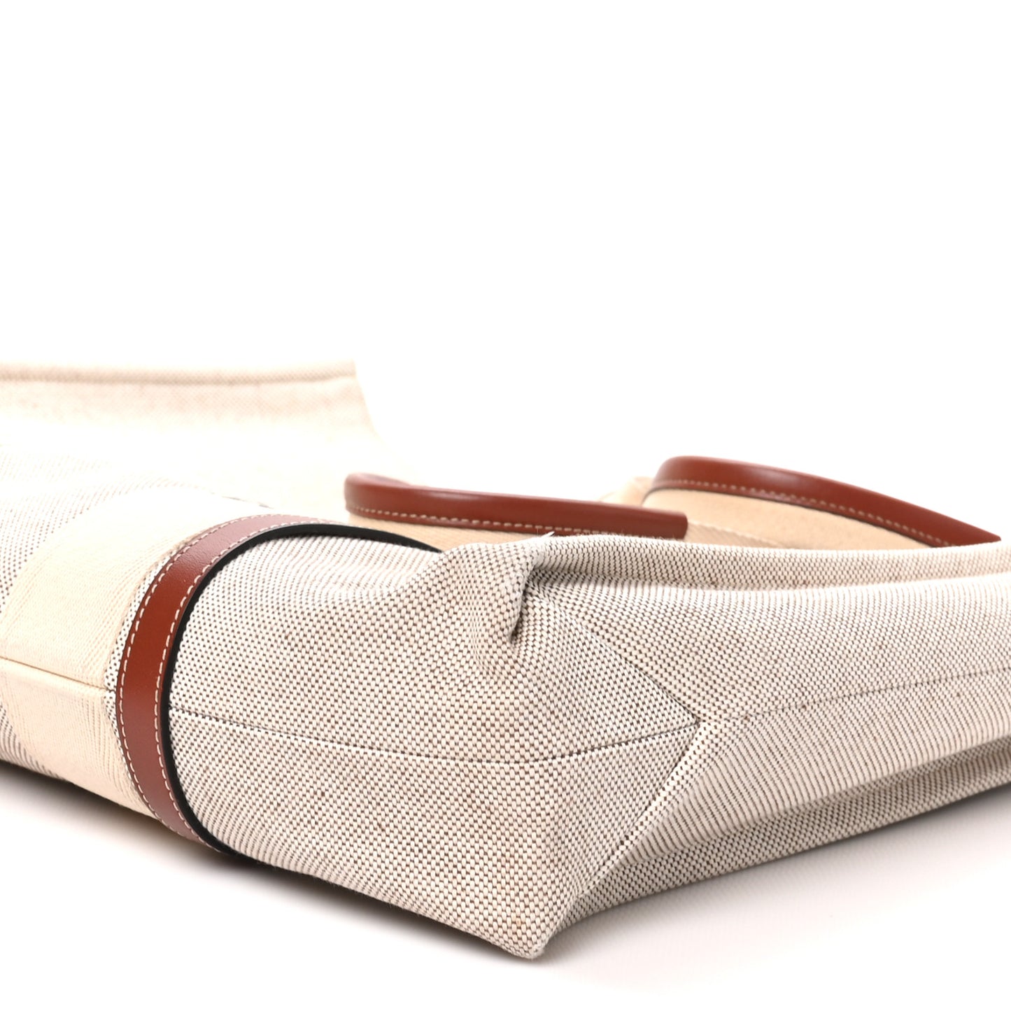 Cotton Calfskin Large Woody Ribbon Tote White Brown