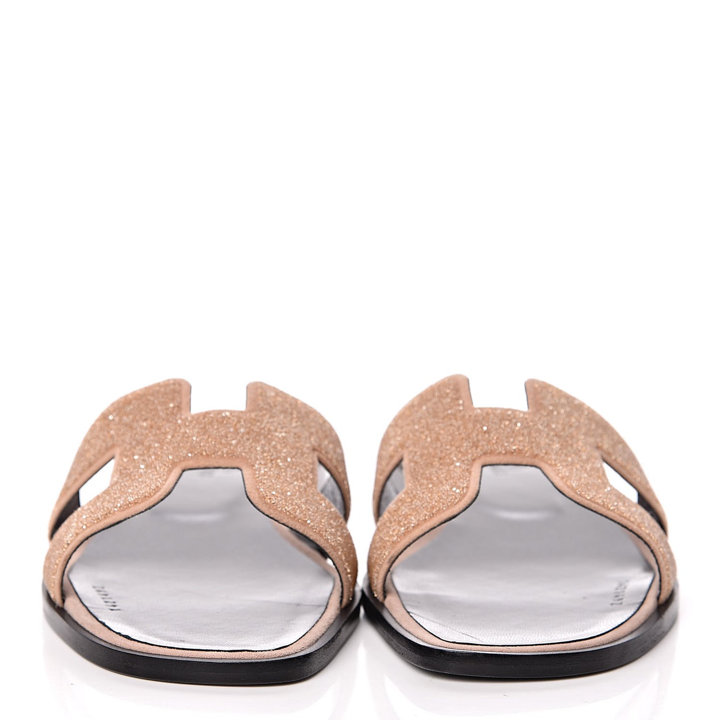 Suede Goatskin Crystal Powder Oran Sandals 38 Pale Gold Beige Pink