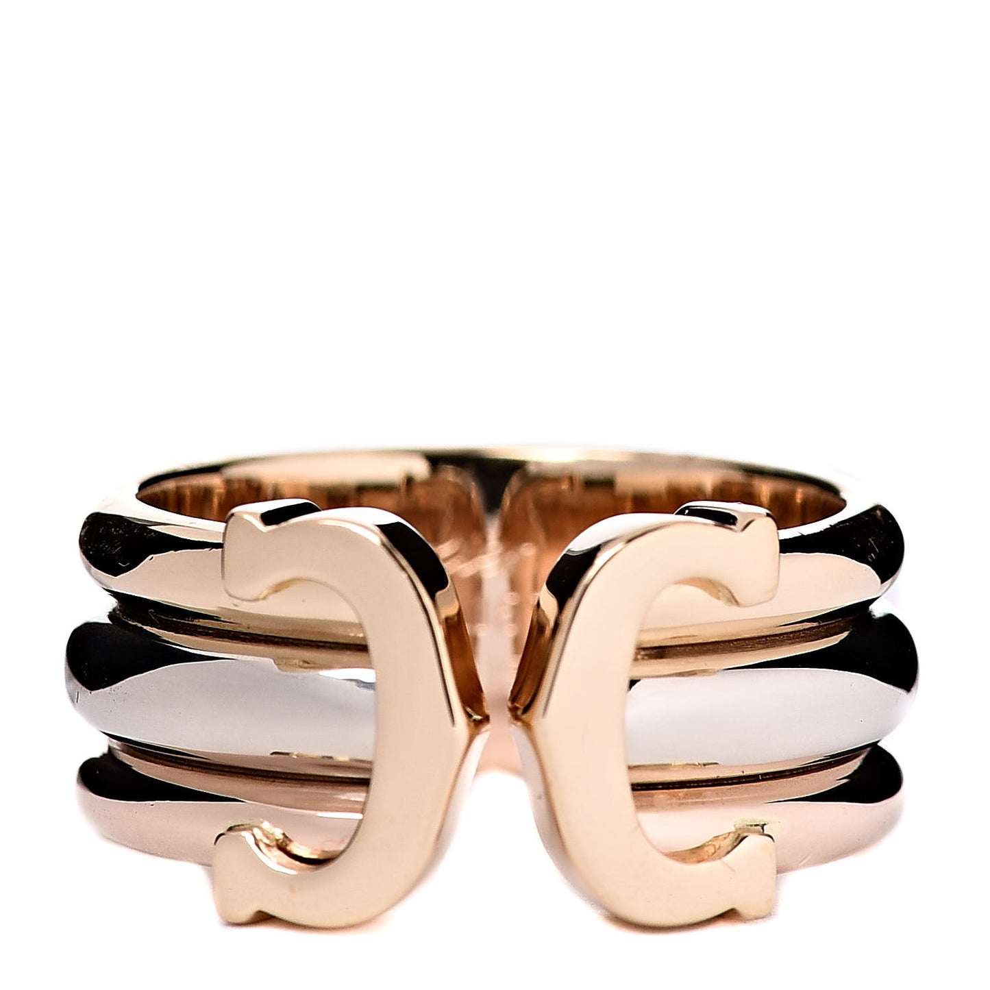 CARTIER 18K Pink Yellow White Gold C De Cartier Ring 51 5.75