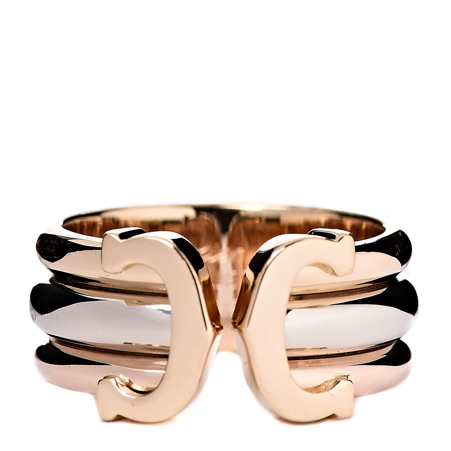 Tiffany CARTIER 18K Pink Yellow White Gold C De Cartier Ring 51 5.75 1 of 4