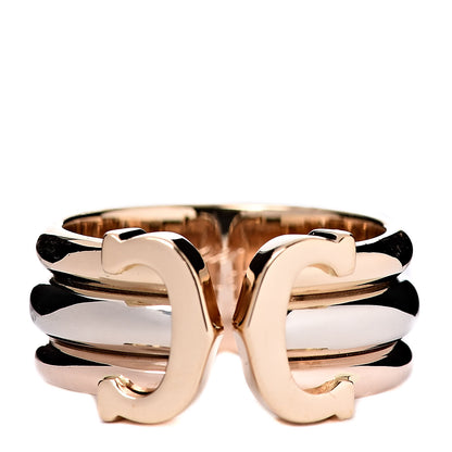 Tiffany CARTIER 18K Pink Yellow White Gold C De Cartier Ring 51 5.75 1 of 4