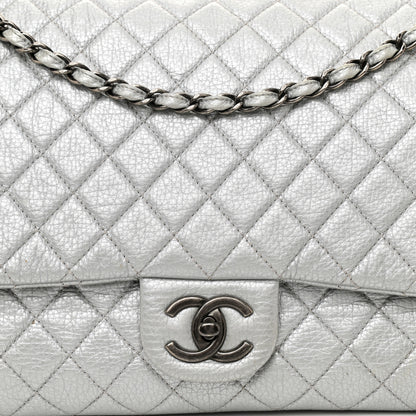 Chanel Metallic Calfskin Quilted XXL Travel Flap Bag Silver 8 of 14