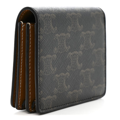 Celine Canvas Triomphe Compact Wallet Tan 3 of 8