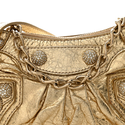 Balenciaga Metallic Arena Agneau Crystal Le Cagole Mini Purse With Chain Light Gold 7 of 10