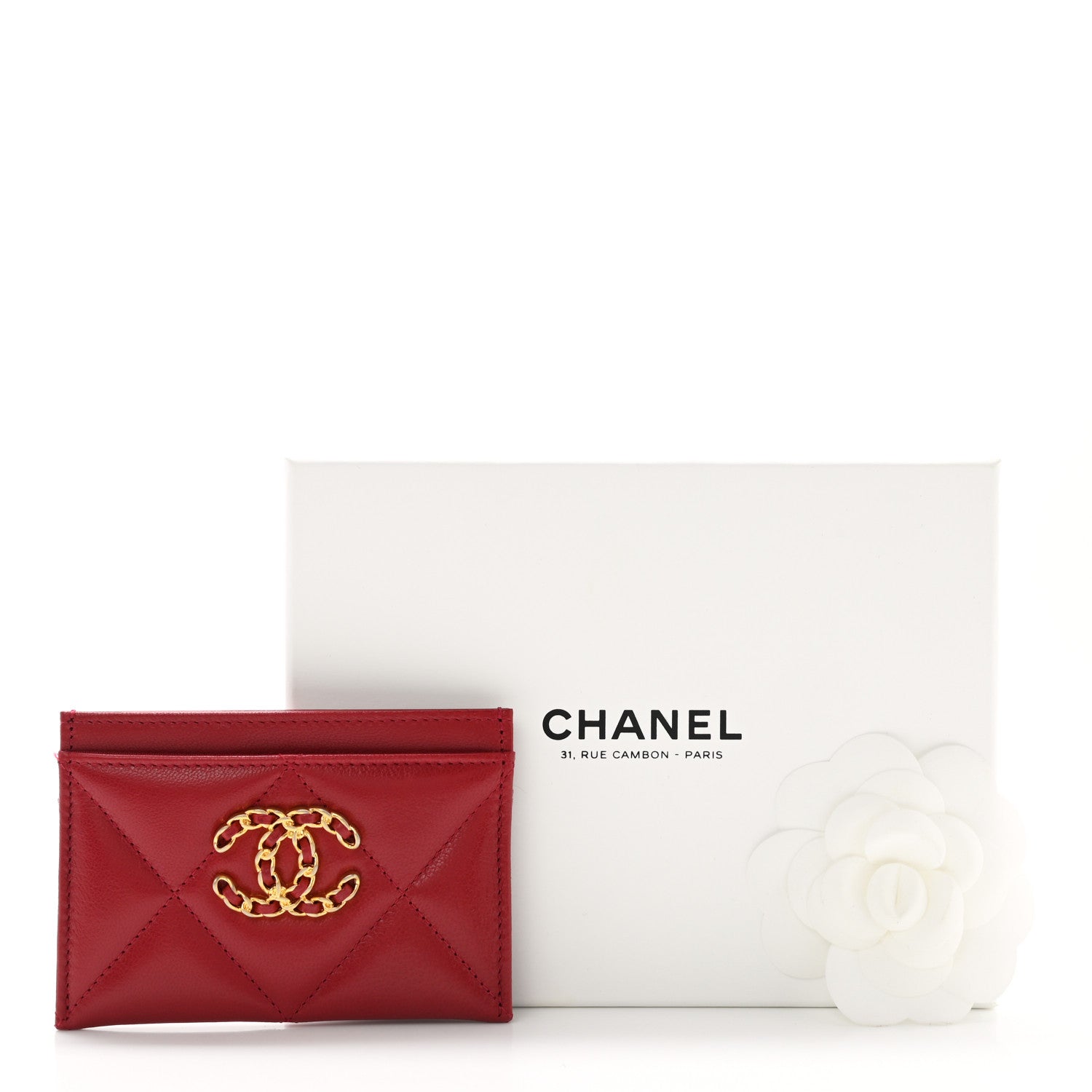 Chanel Shiny Goatskin Quilted Chanel 19 Card Holder 9 of 9