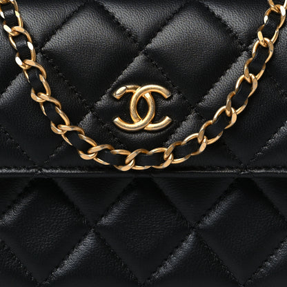 Chanel Lambskin Quilted Pearl Crush Clutch With Chain Black 9 of 12