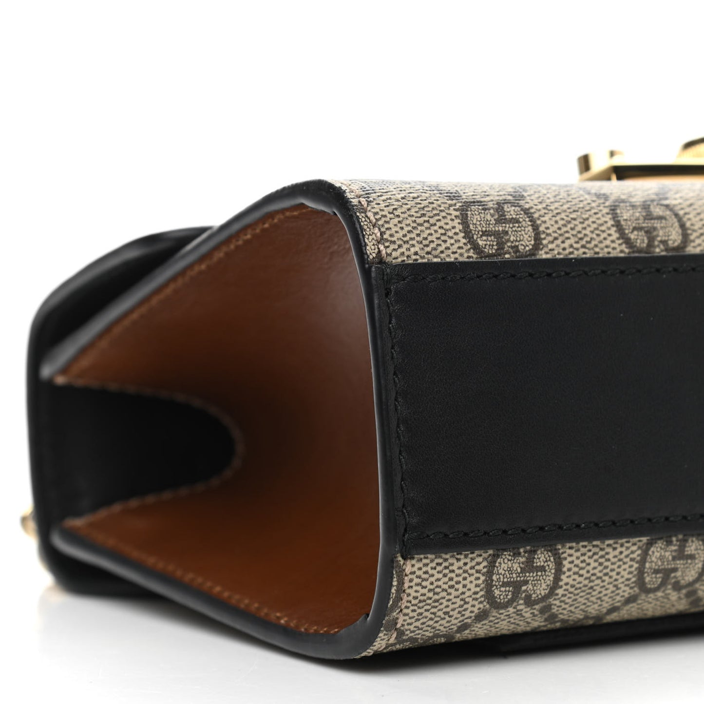 GG Supreme Monogram Calfskin Small Padlock Shoulder Bag Beige Black Cuir