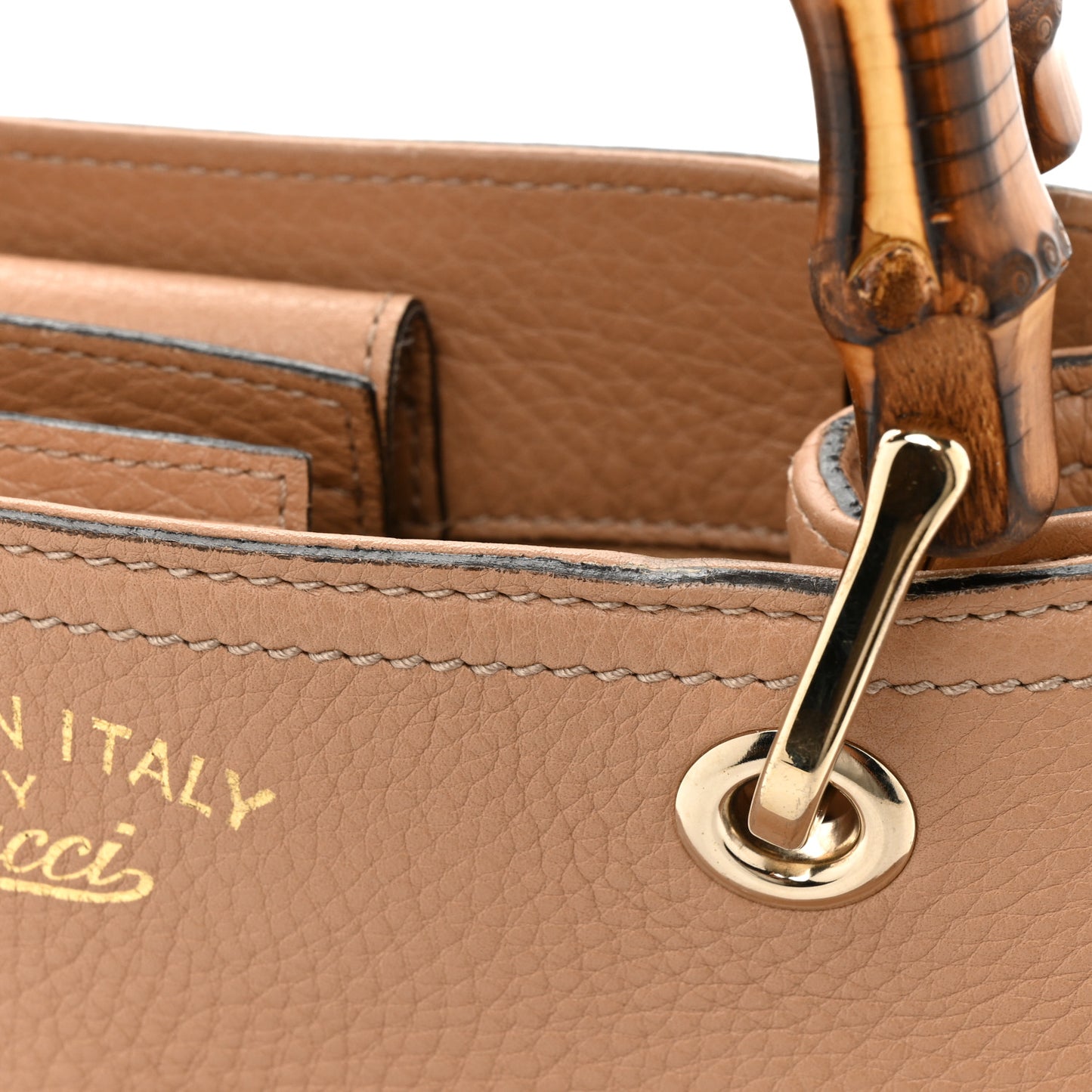 Calfskin Small Bamboo Shopper Tote Camelia