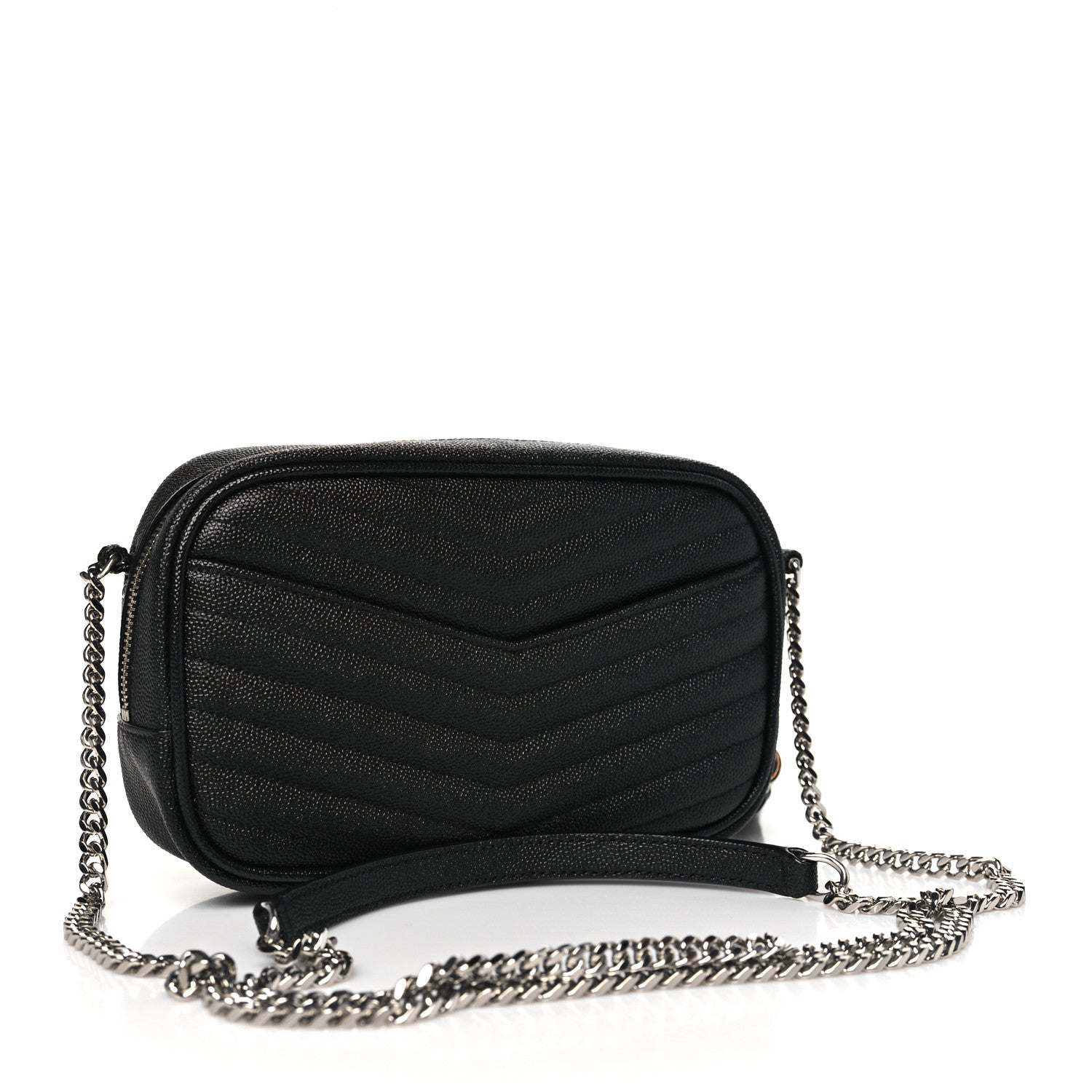 Saint Laurent Grain De Poudre Matelasse Monogram Mini Lou Camera Bag Black 3 of 10
