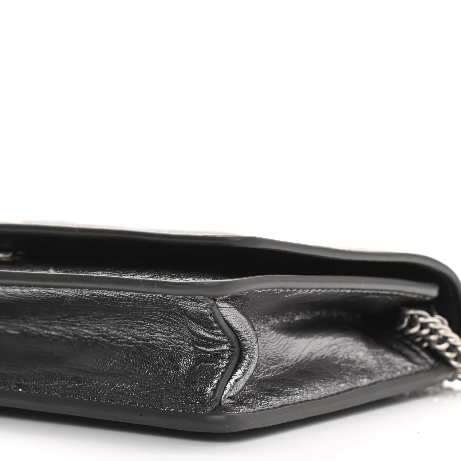 Givenchy Metallic Lambskin Logo Chain Wallet Silver 9 of 10
