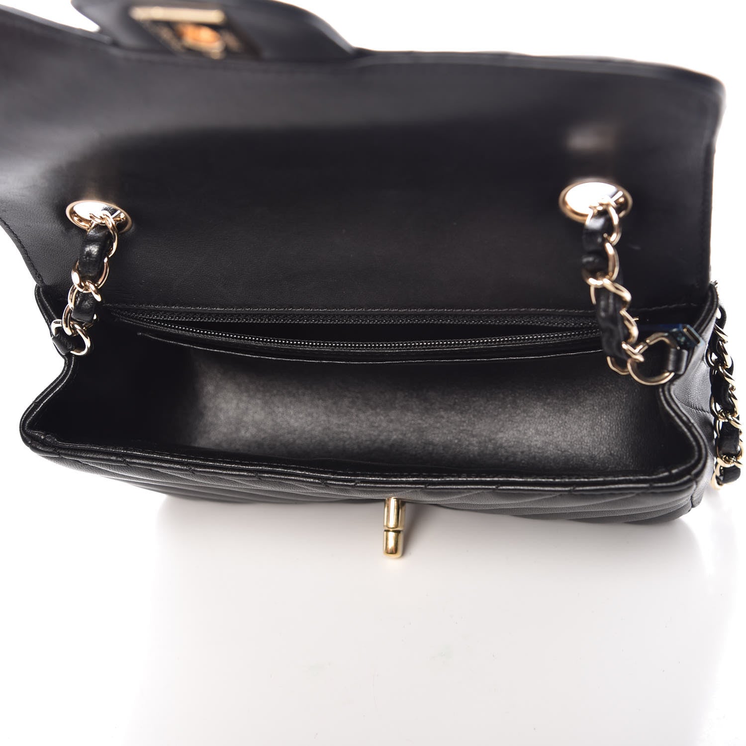 Chanel Lambskin Chevron Quilted Mini Rectangular Flap Black 5 of 13