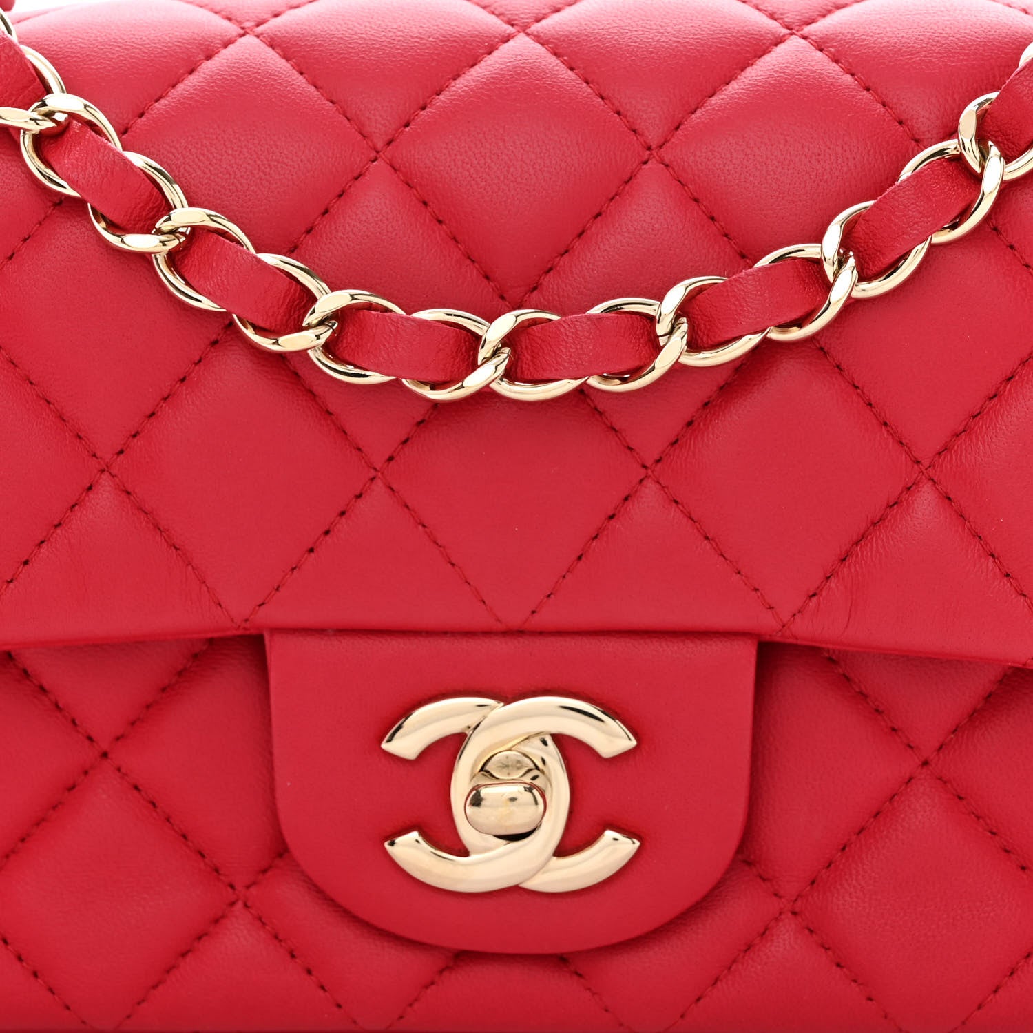 Chanel Lambskin Quilted Mini Rectangular Flap Red 8 of 10