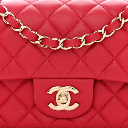 Chanel Lambskin Quilted Mini Rectangular Flap Red 8 of 10