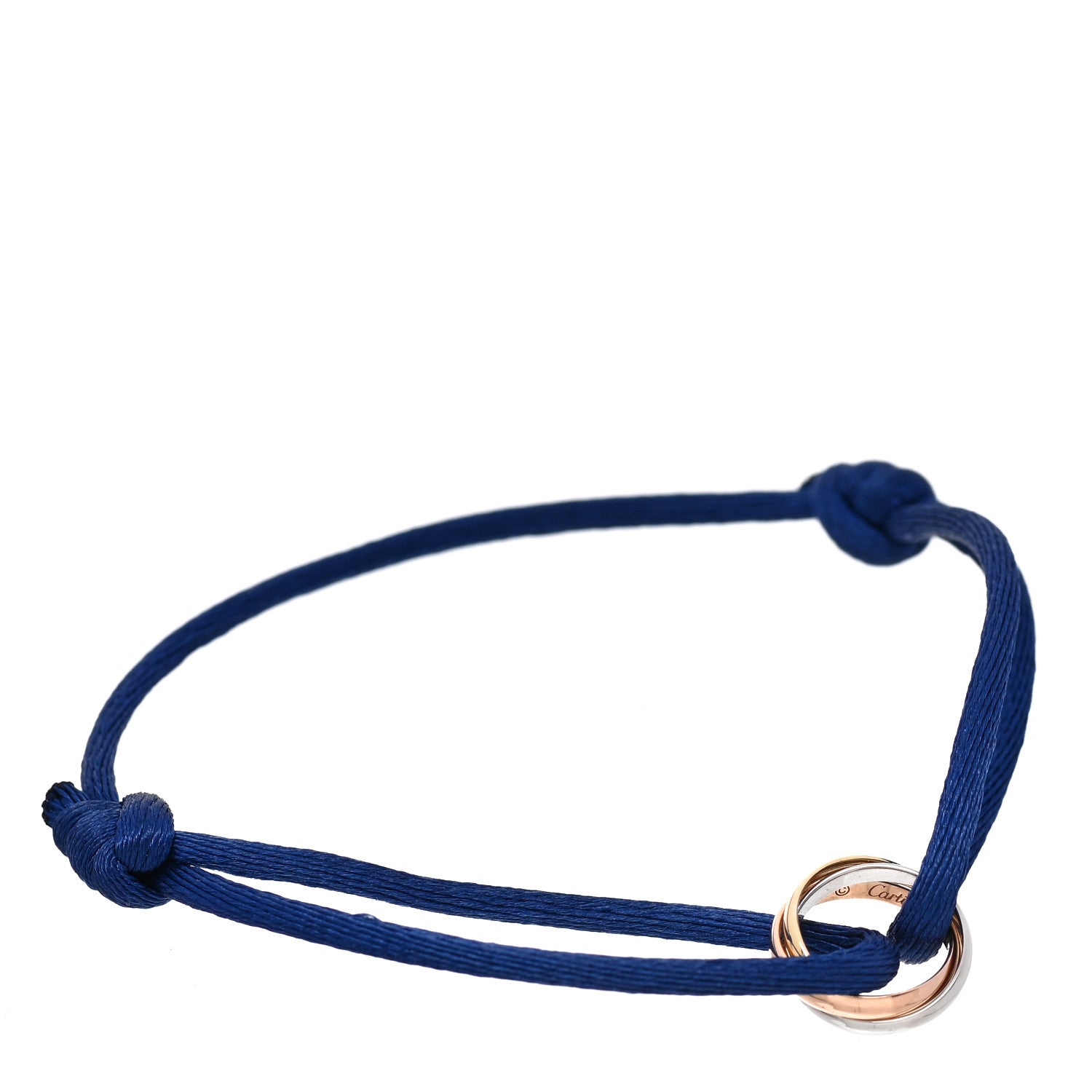 Cartier 18K Pink Yellow White Gold Trinity Adjustable Cord Bracelet Blue 1 of 6