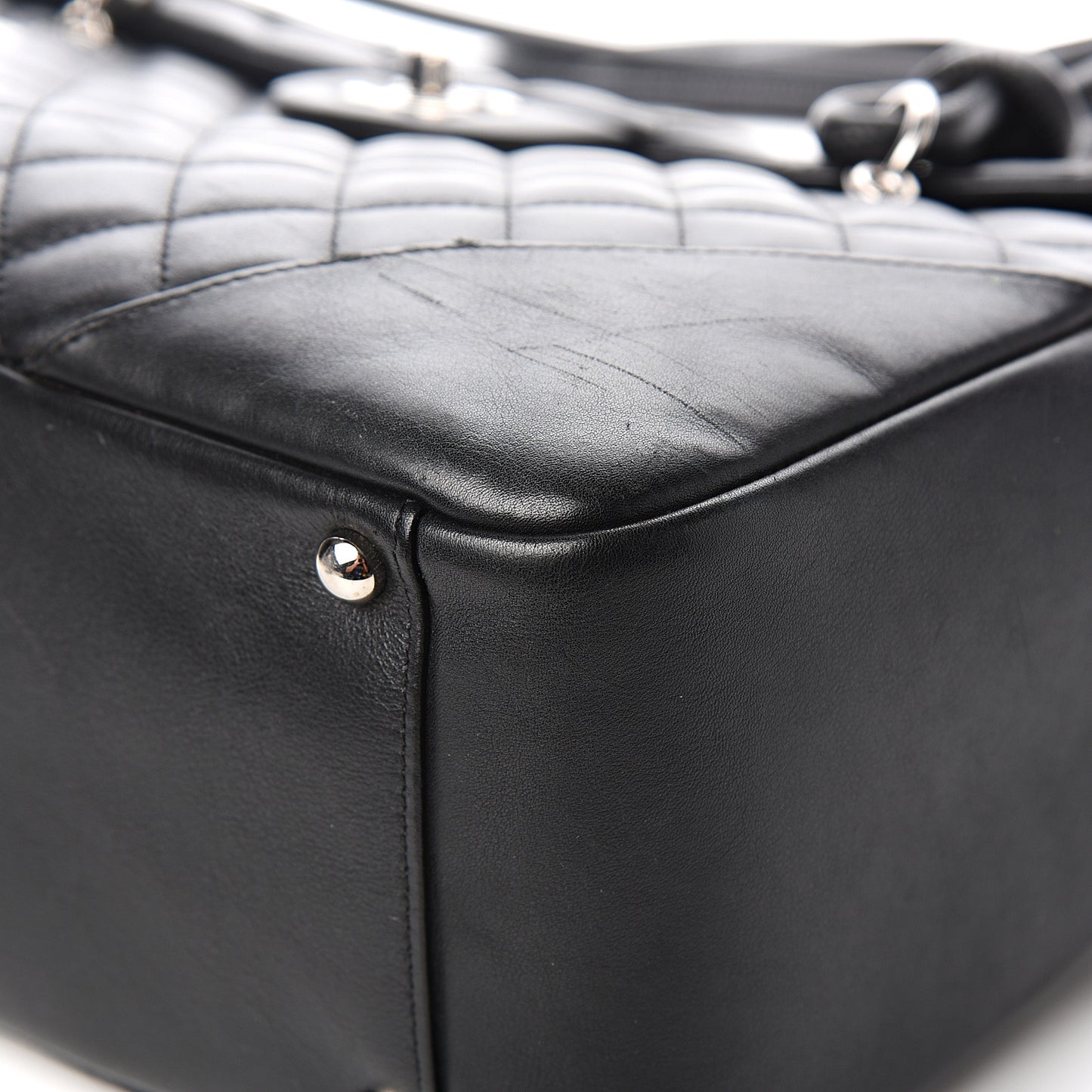 Calfskin Quilted Large Cambon Flap Black White