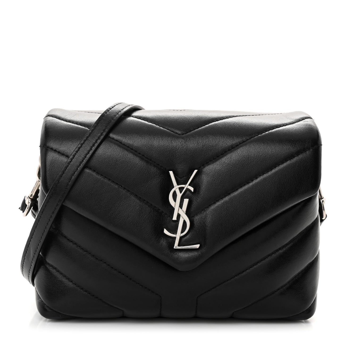 Calfskin Y Quilted Monogram Toy Loulou Crossbody Bag Black