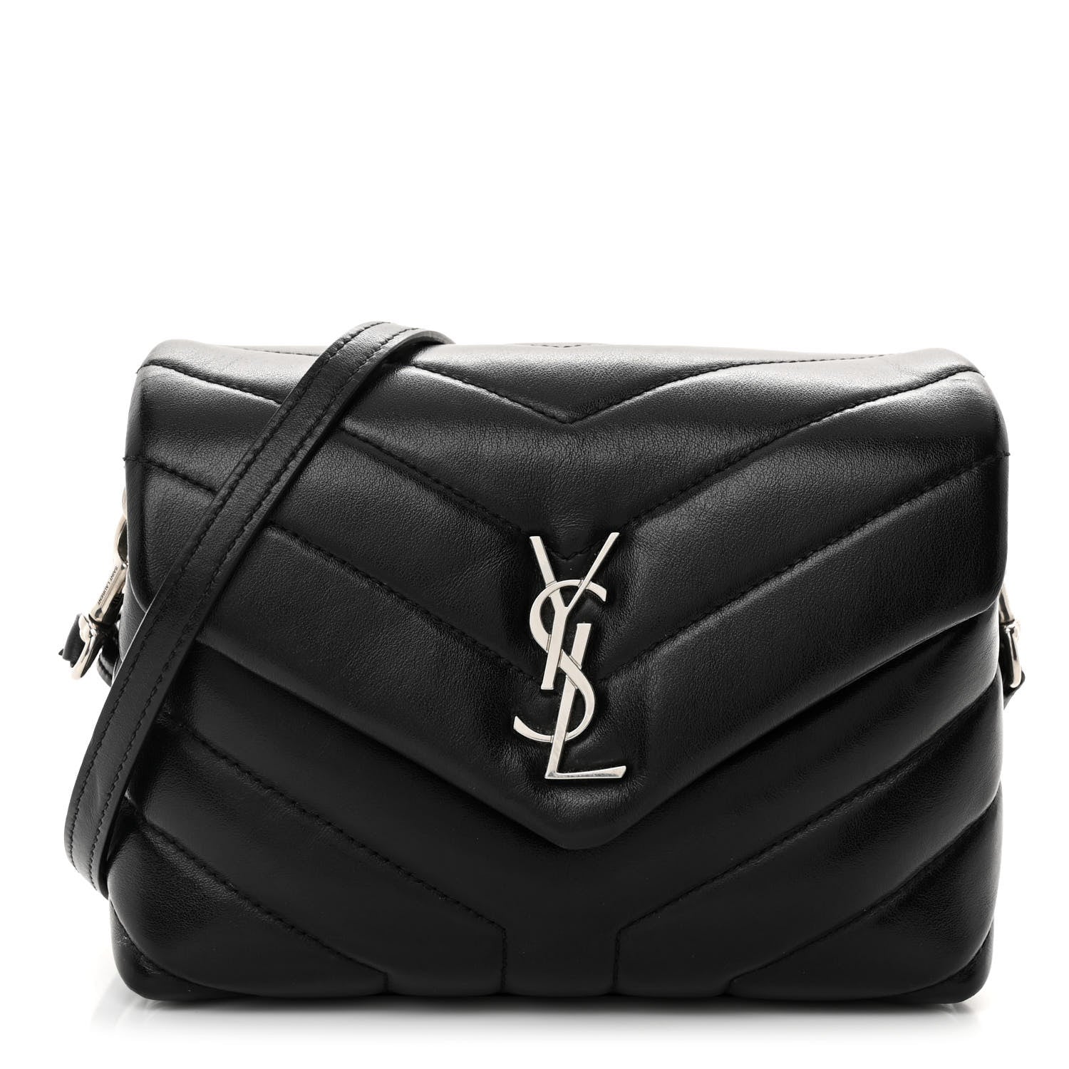 Saint Laurent Calfskin Y Quilted Monogram Toy Loulou Crossbody Bag Black 1 of 14