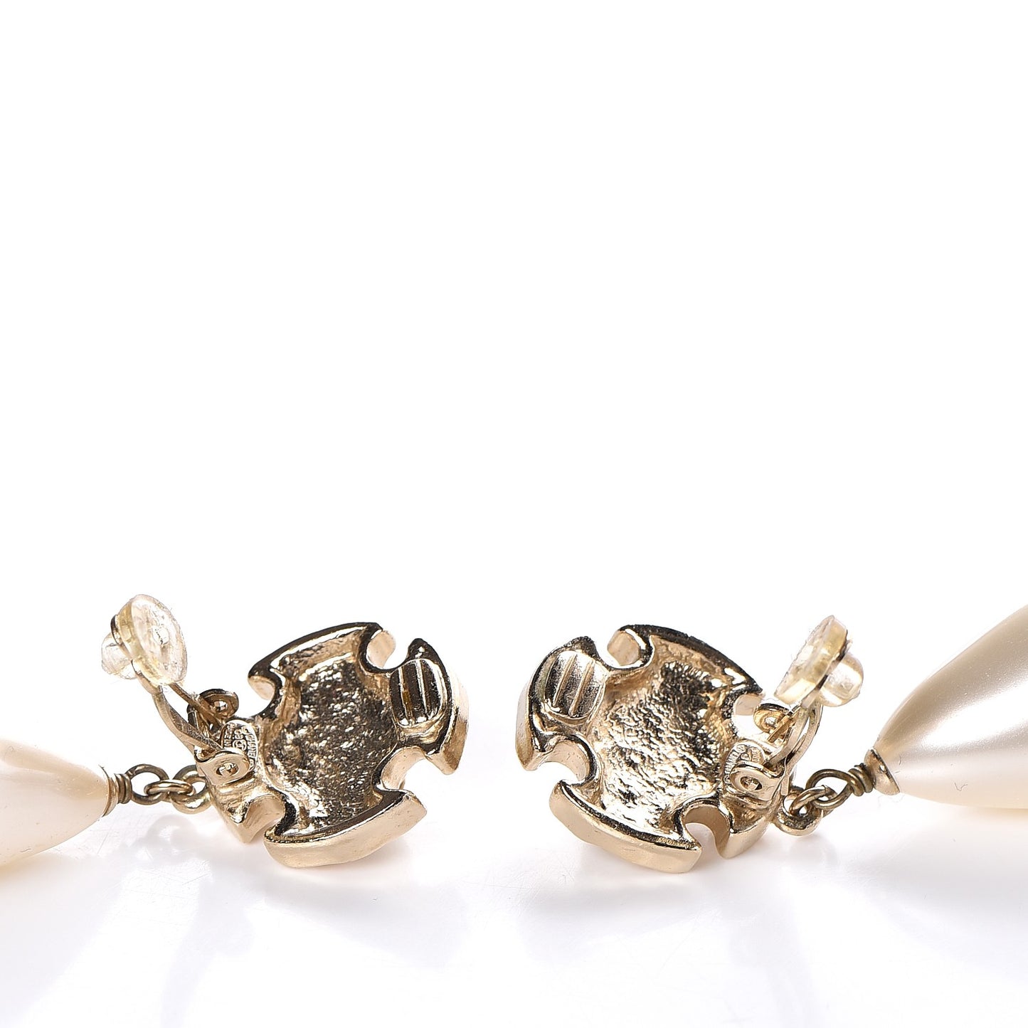 Pearl Drop CC Clip On Earrings Gold