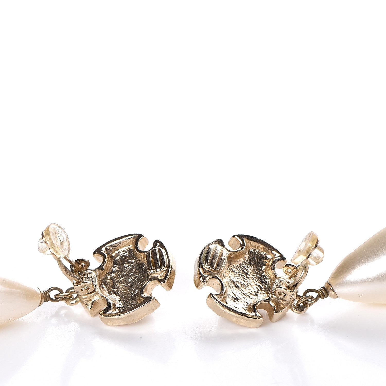 Chanel Pearl Drop CC Clip On Earrings Gold 3 of 5