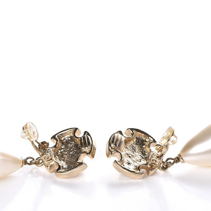 Chanel Pearl Drop CC Clip On Earrings Gold 3 of 5