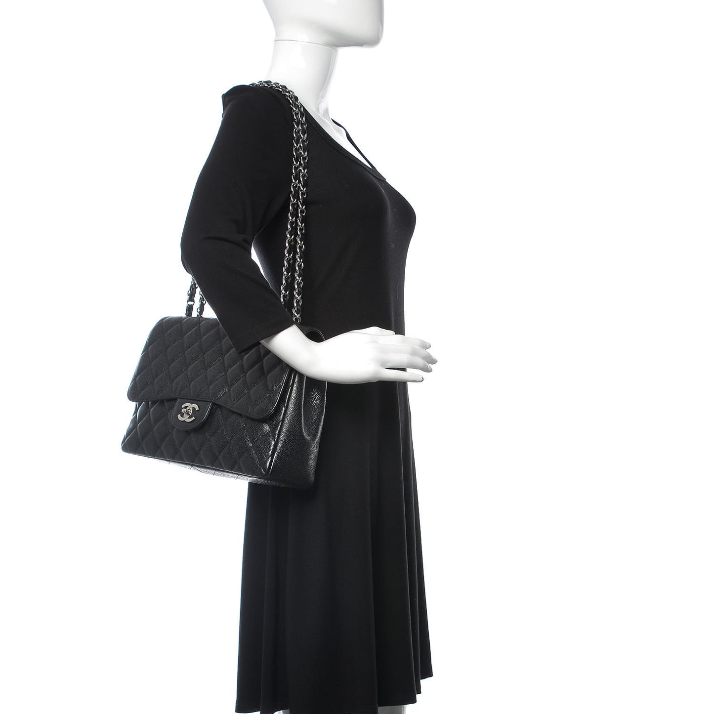 Caviar Quilted Jumbo Single Flap Black