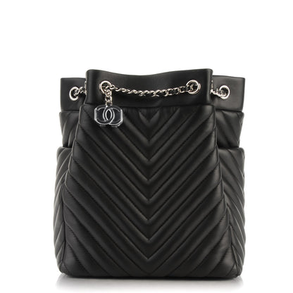 Chanel Lambskin Chevron Small Urban Spirit Drawstring Bag Black 1 of 7