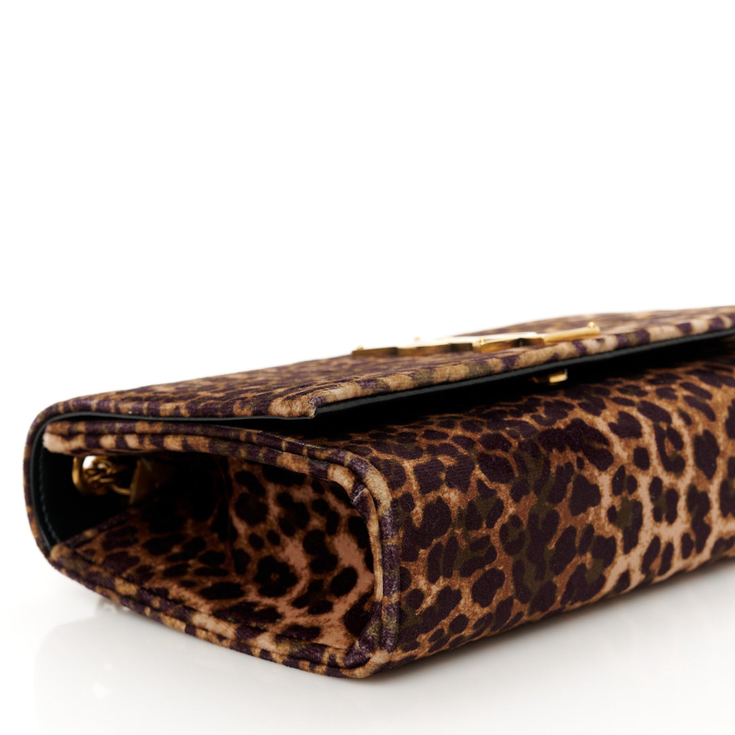 Velvet Leopard Print Small Monogram Kate Satchel Manto Natural