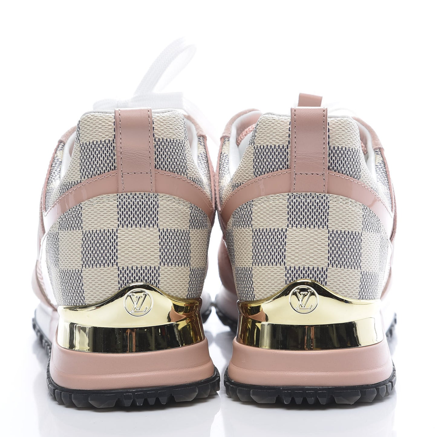 Suede Damier Azur Run Away Sneakers 35 Pink