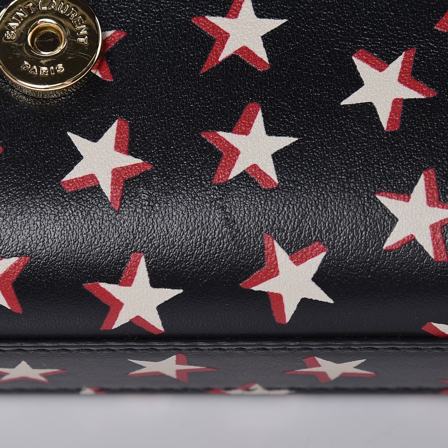 Smooth Calfskin Star Print Monogram Kate Belt Bag Black Ivory Red