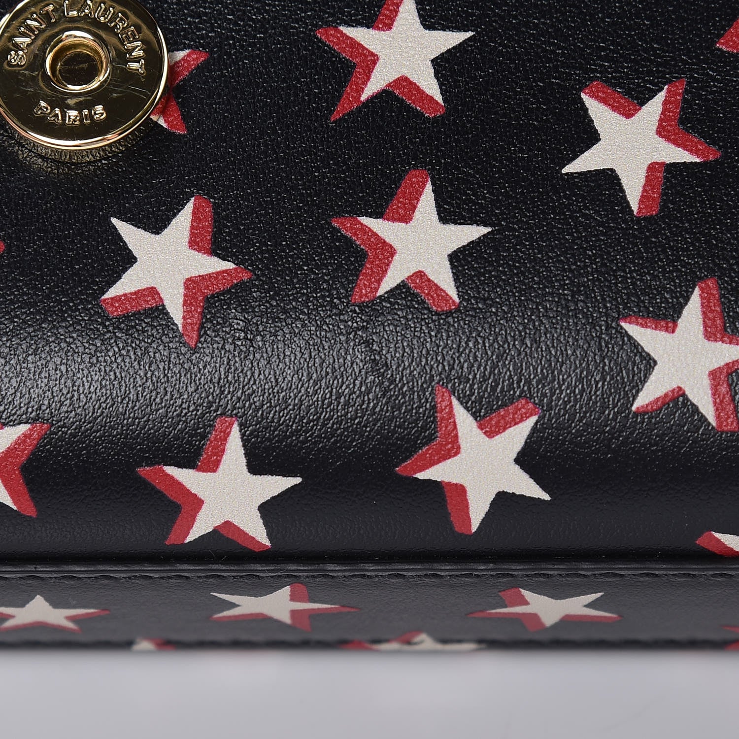 Saint Laurent Smooth Calfskin Star Print Monogram Kate Belt Bag Black Ivory Red 9 of 9