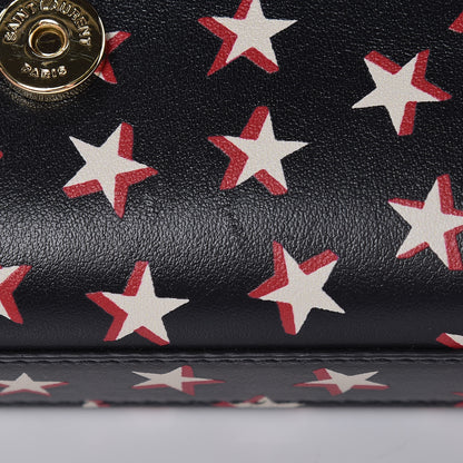 Saint Laurent Smooth Calfskin Star Print Monogram Kate Belt Bag Black Ivory Red 9 of 9