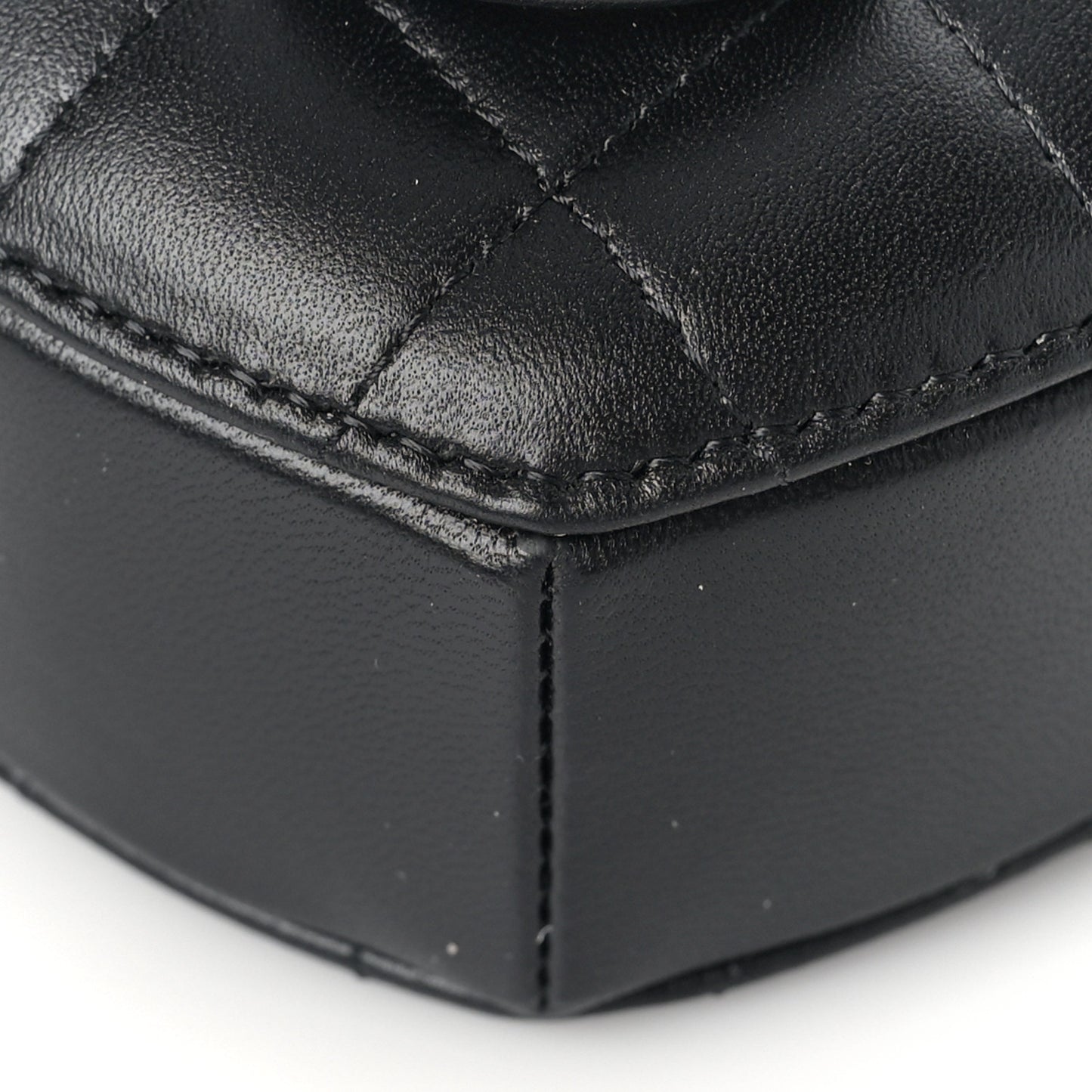 Lambskin Quilted CC In Love Heart Waist Belt Bag With Chain Black