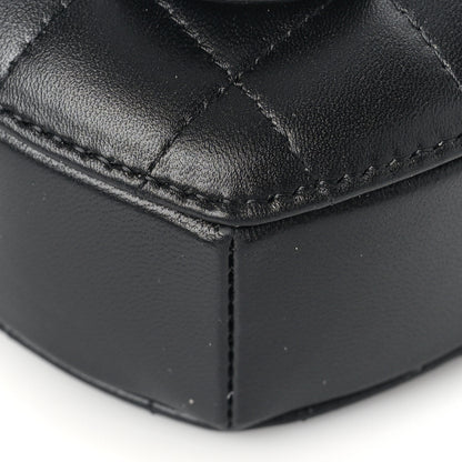 Chanel Lambskin Quilted CC In Love Heart Waist Belt Bag With Chain Black 8 of 9