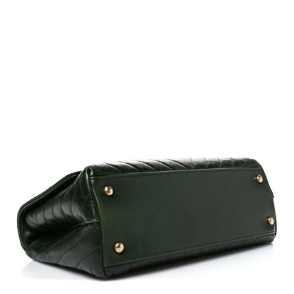 Chanel Calfskin Chevron Quilted Small Coco Handle Flap Green 4 of 10