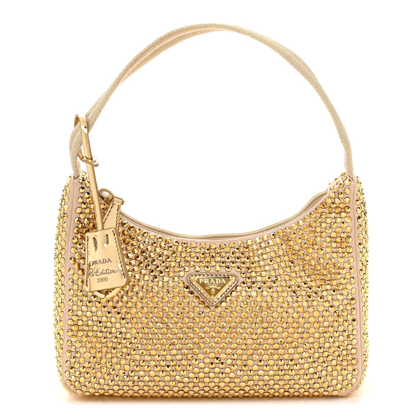 Satin Crystal Mini Re-Edition 2000 Bag Platino
