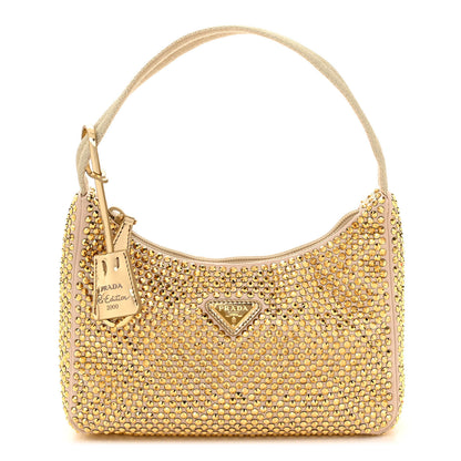 Prada Satin Crystal Mini Re-Edition 2000 Bag Platino 1 of 10